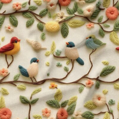 پارچه مخمل پرده ای طرح پرنده