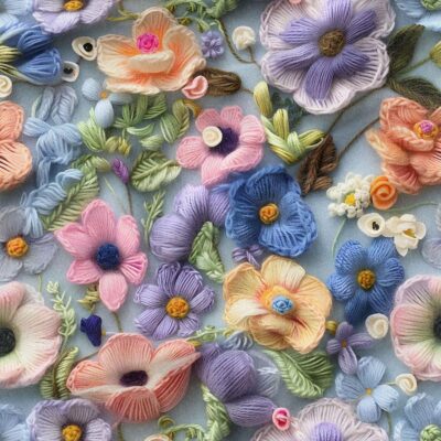پارچه مخمل طرح سه بعدی برجسته گل