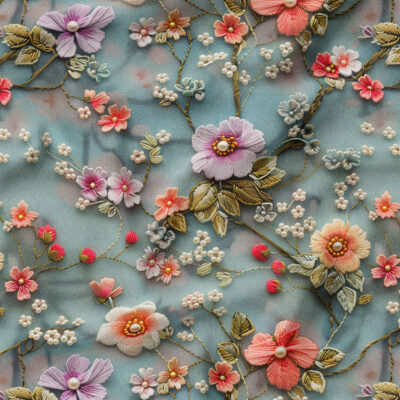 پارچه مخمل سه بعدی طرح گل