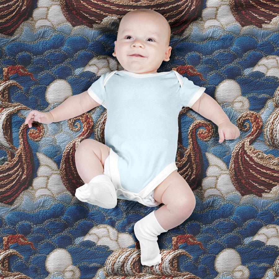 پارچه مخمل روبالشی طرح سه بعدی کشتی کد 5013931 - Image 4