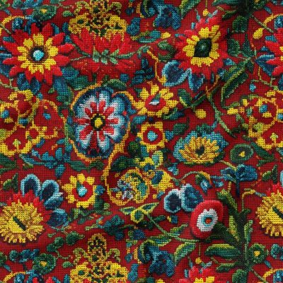 پارچه مخمل روبالشی طرح پنج بعدی ایرانی