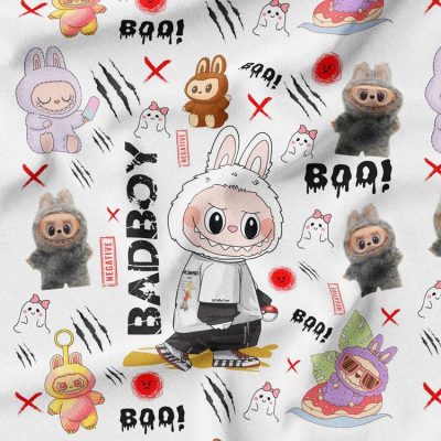 پارچه مخمل طرح labubu
