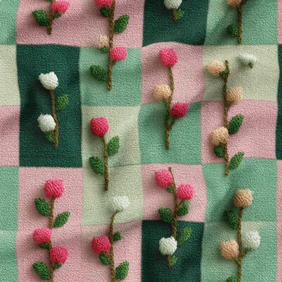پارچه مخمل روبالشی طرح سه بعدی گل
