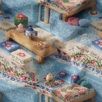 پارچه مخمل پورشه طرح سه بعدی ایرانی