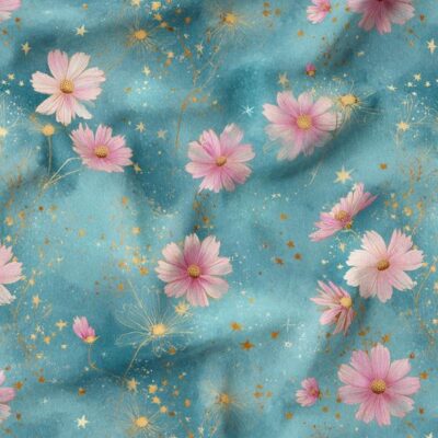 پارچه مخمل روبالشی طرح سه بعدی گل آبرنگی