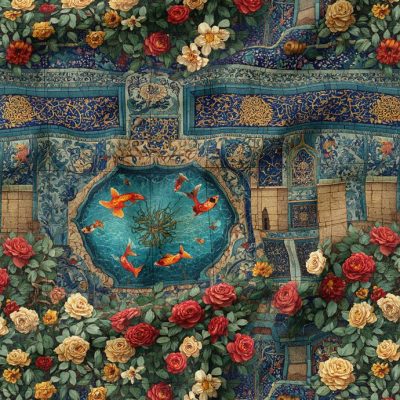 پارچه مخمل روبالشی طرح سه بعدی ایرانی