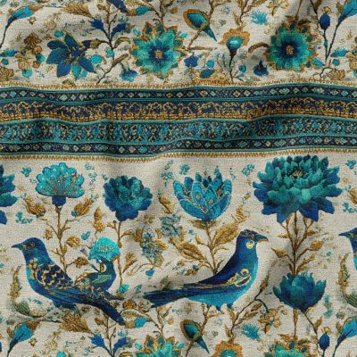 پارچه مخمل روبالشی طرح سه بعدی سنتی ایرانی