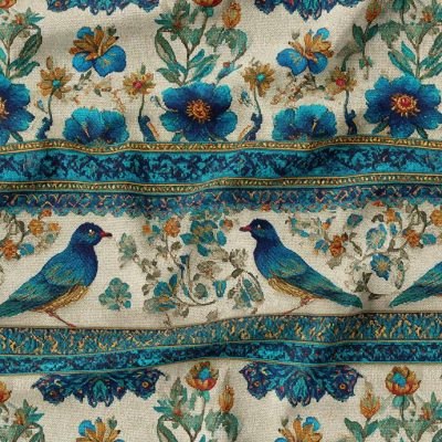 پارچه مخمل پورشه طرح سه بعدس سنتی ایران