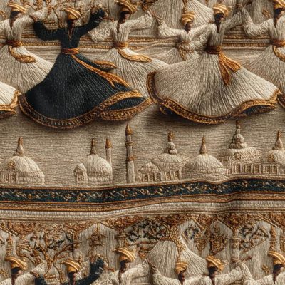 پارچه کوسن مبل طرح سه بعدی رقص سماع
