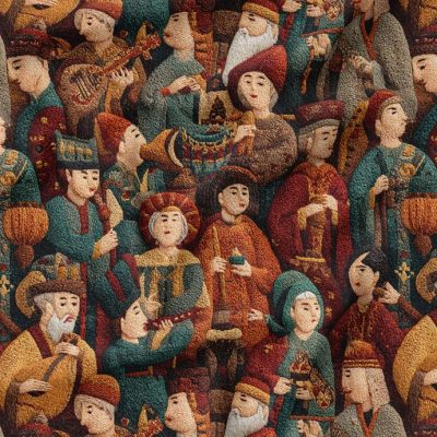 پارچه مخمل رویالشی طرح سه بعدی ایرانی